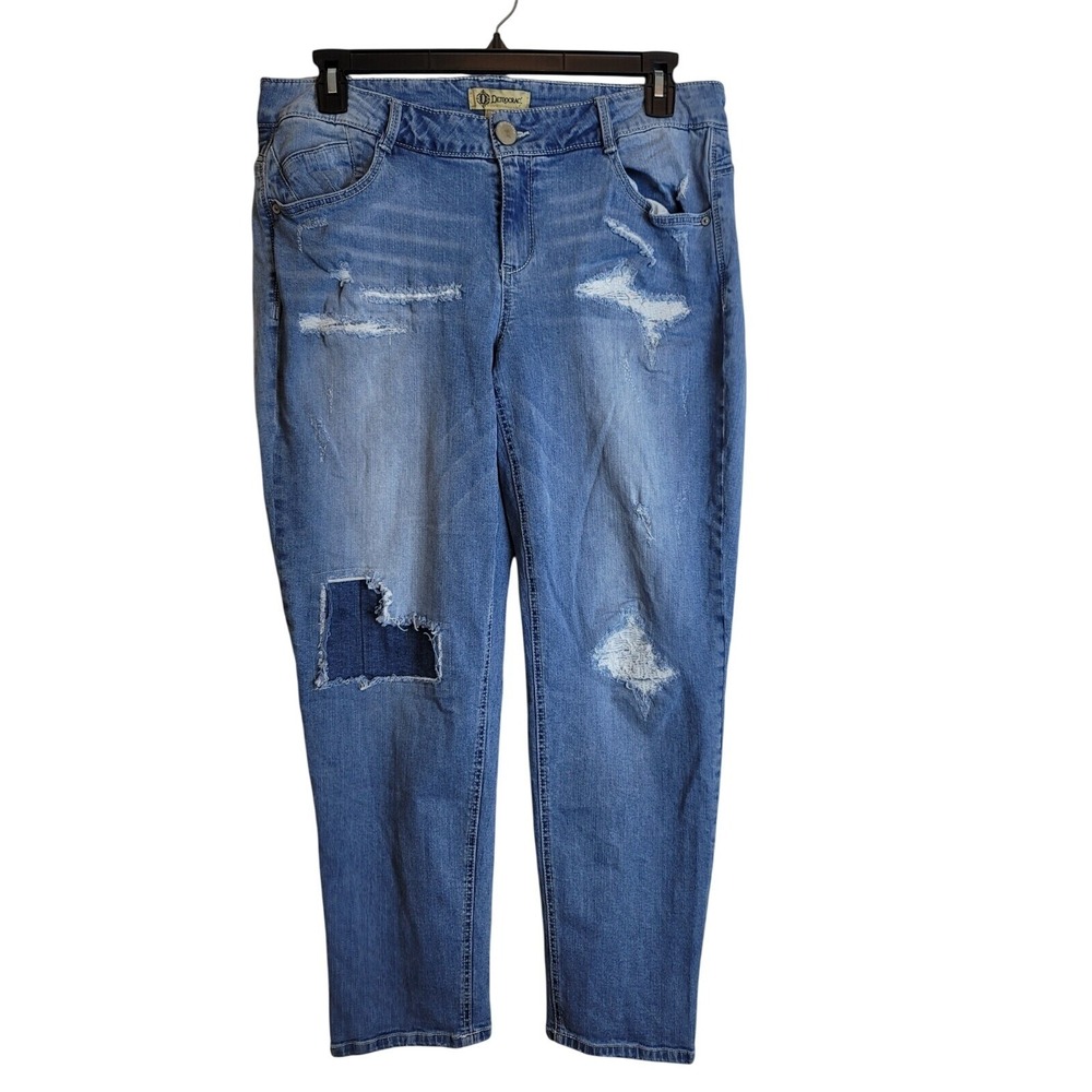 Democracy Girlfriend Distressed Light Wash Blue Denim Jeans Size 16 Everyday - Picture 2 of 8